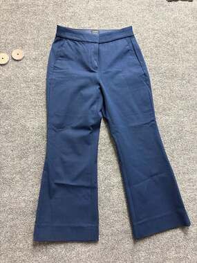 J.Crew Factory Kelsey Cotton-Blend Flare Pant in Antique Navy, Size 4P